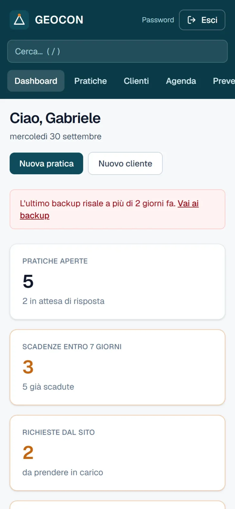 GEOCON – dashboard da telefono