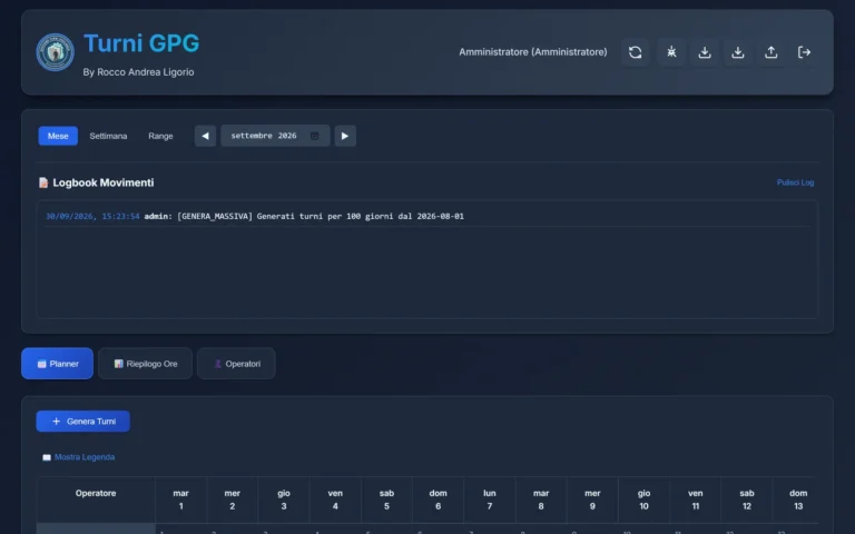 Turni GPG – planner mensile dei turni
